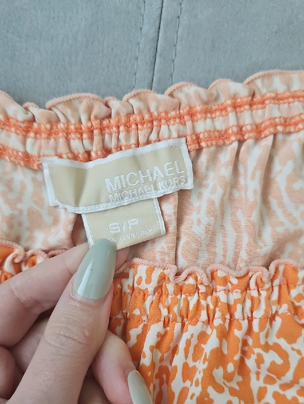 MICHAEL KORS Women's Orange Smocked Waist Short Dress